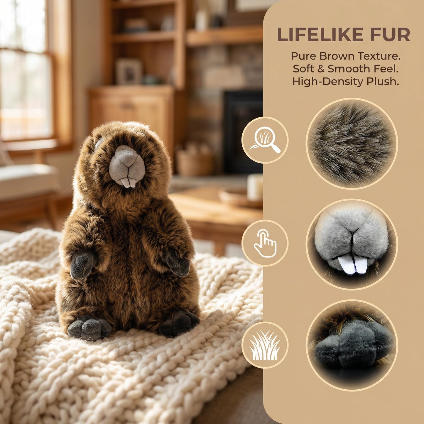 ZHONGXIN MADE Simulation Groundhog Plush Toy - Cute Real Life Greedy Groundhog Simulation Plush Toys, Lifelike Wild Animals Prairie Dog Stuffed Toys