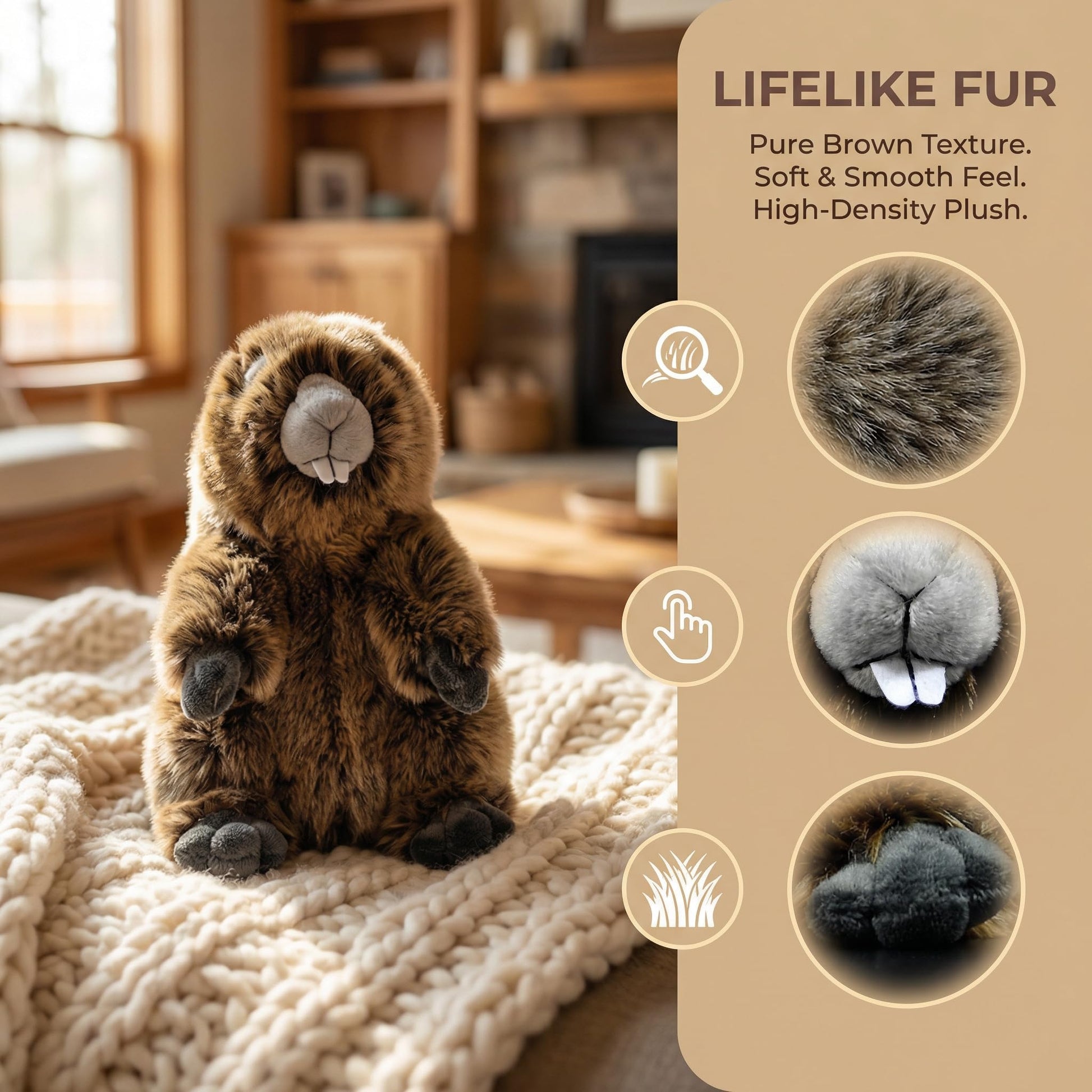 ZHONGXIN MADE Simulation Groundhog Plush Toy - Cute Real Life Greedy Groundhog Simulation Plush Toys, Lifelike Wild Animals Prairie Dog Stuffed Toys