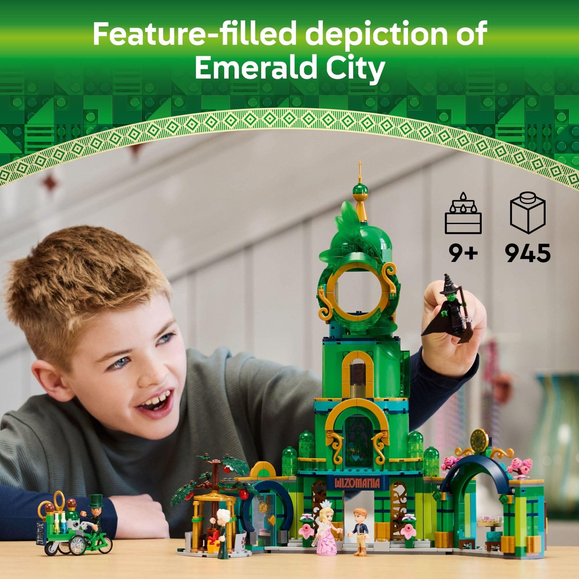 LEGO Wicked Welcome to Emerald City Building Toy - Wicked Toy for Kids, Ages 9+ - Gift for Girls and Boys with Tower Model, Glinda, & Elphaba