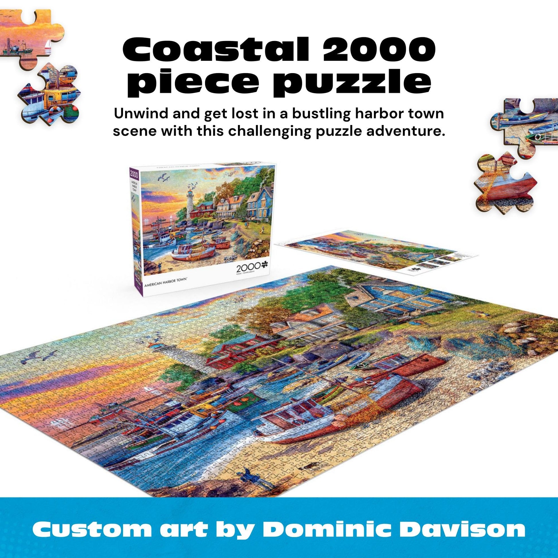 Buffalo Games - American Harbor Town - 2000 Piece Jigsaw Puzzle for Adults
