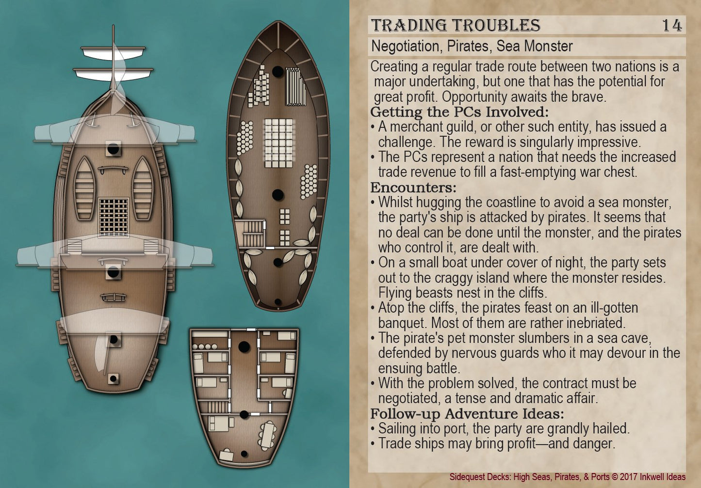 Inkwell Ideas Sidequest Decks: High Seas, Pirates, & Ports Tabletop Game