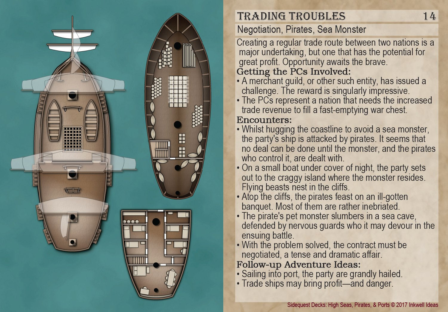 Inkwell Ideas Sidequest Decks: High Seas, Pirates, & Ports Tabletop Game
