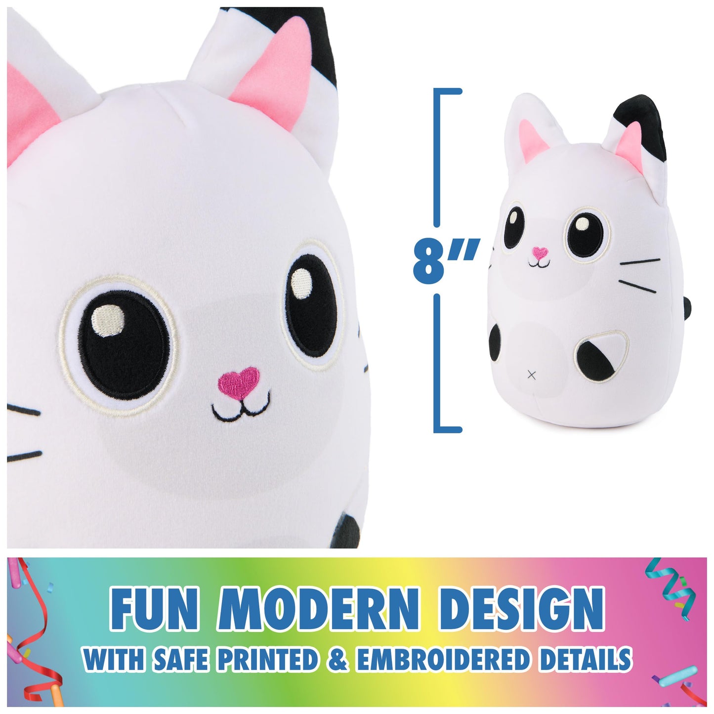 Gabby’s Dollhouse Official Pandy Paws 8-Inch Squishy Plush Toy for Ages 1+