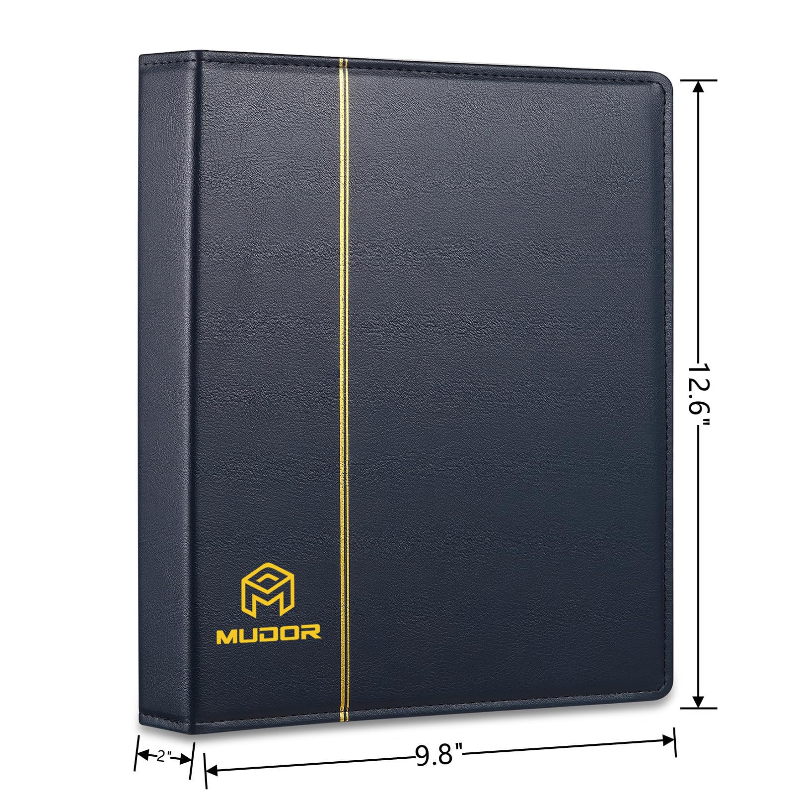 MUDOR 4 Ring Empty Stamp Binder for Coins, Banknotes Collectors,Blue