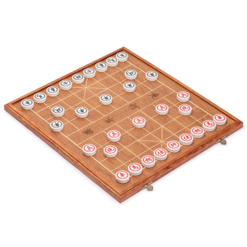 Yellow Mountain Imports Chinese Chess (Xiangqi) Set with Folding Rosewood Veneer Board (16.3-inch) and Acrylic Playing Pieces