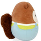 Squishmallows 8-Inch Harvest Sawyer Brown Squirrel Plush Toy with Blue Overalls