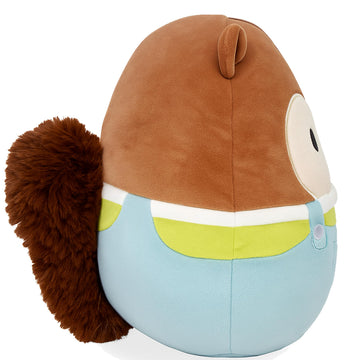 Squishmallows 8-Inch Harvest Sawyer Brown Squirrel Plush Toy with Blue Overalls