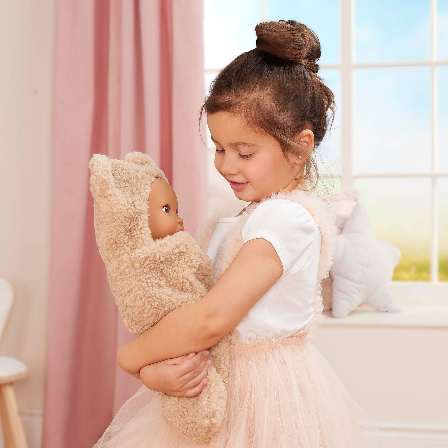 LullaBaby - 14-Inch Realistic Baby Doll - Olive Skin Tone & Brown Eyes - Ultra - Soft Bear - Themed Cuddler - Pretend Play 2+ Years- Baby Doll &