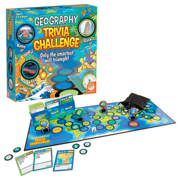 MindWare Geography Trivia Challenge - Board Game for Kids 8-12 and Up - Fun Trivia with 432 Double-Sided Question Cards - Educational Geography Game