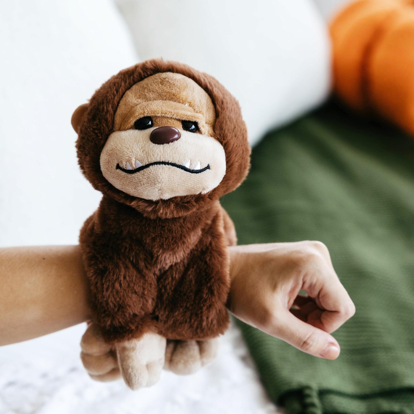 The Petting Zoo Bigfoot Yeti Stuffed Animal Plushie Slap Bracelet, Gifts for Kids, Slapstix Wildlife Animals, Brown Bigfoot Plush Toy, 9 inches