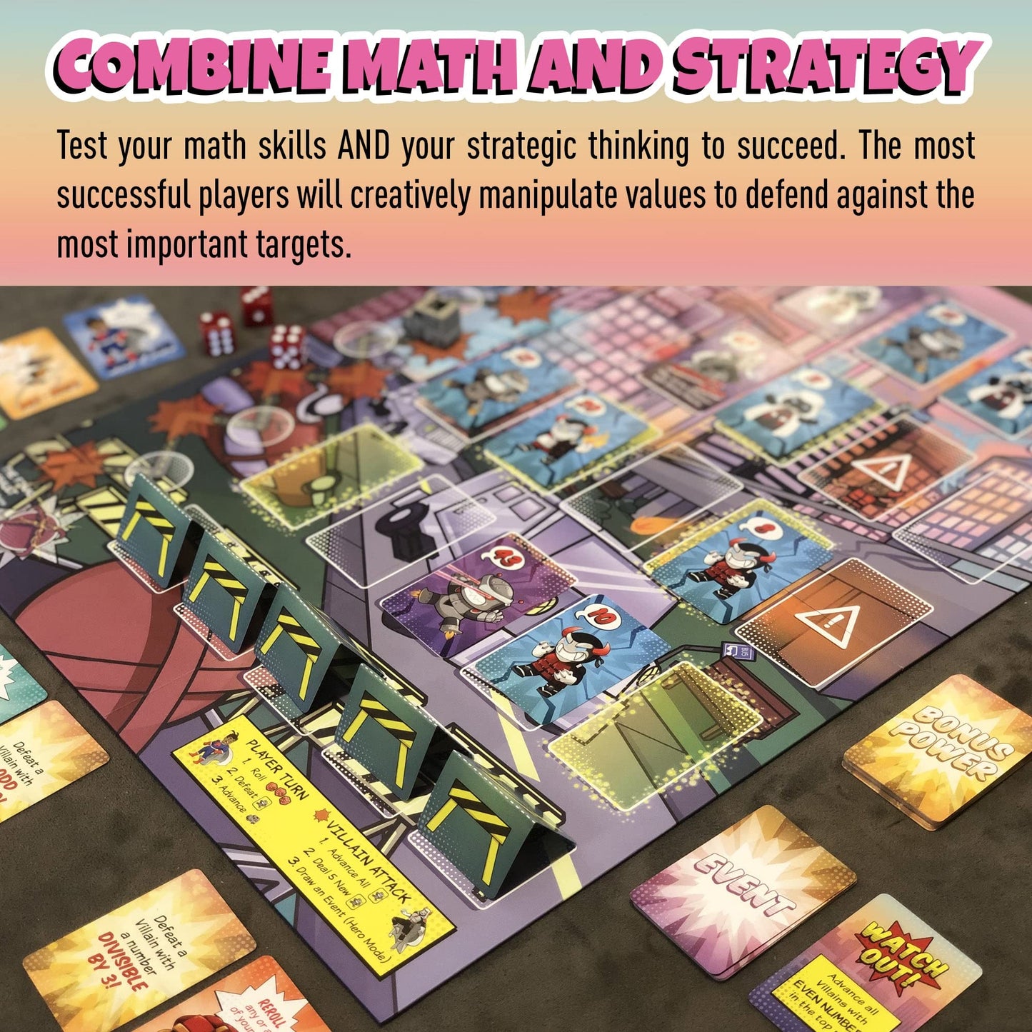Outnumbered: Improbable Heroes Board Game - A Mensa Award Winning Superhero Math Game | Fun & Educational Game for Kids, Adults, and Families | STEM
