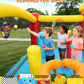 Inflatable Bounce House with Mega Elevated Slide for Big Kids 3-12 Space Rocket Bouncy Castle Play Center with 3 Dodge & Weave Obstacle Course Column