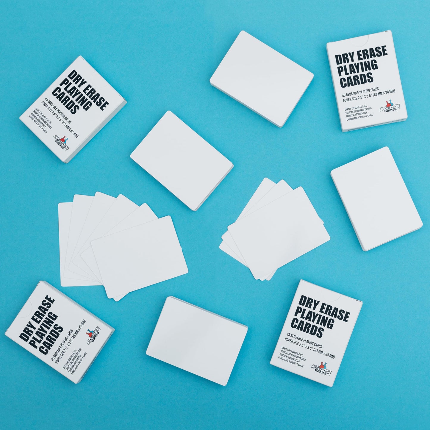Apostrophe Games Dry Erase Blank Playing Cards w/Box, Poker Size - 2.5" x 3.5", 180 Reusable Cards, Flash Cards, Board Game & Note Cards