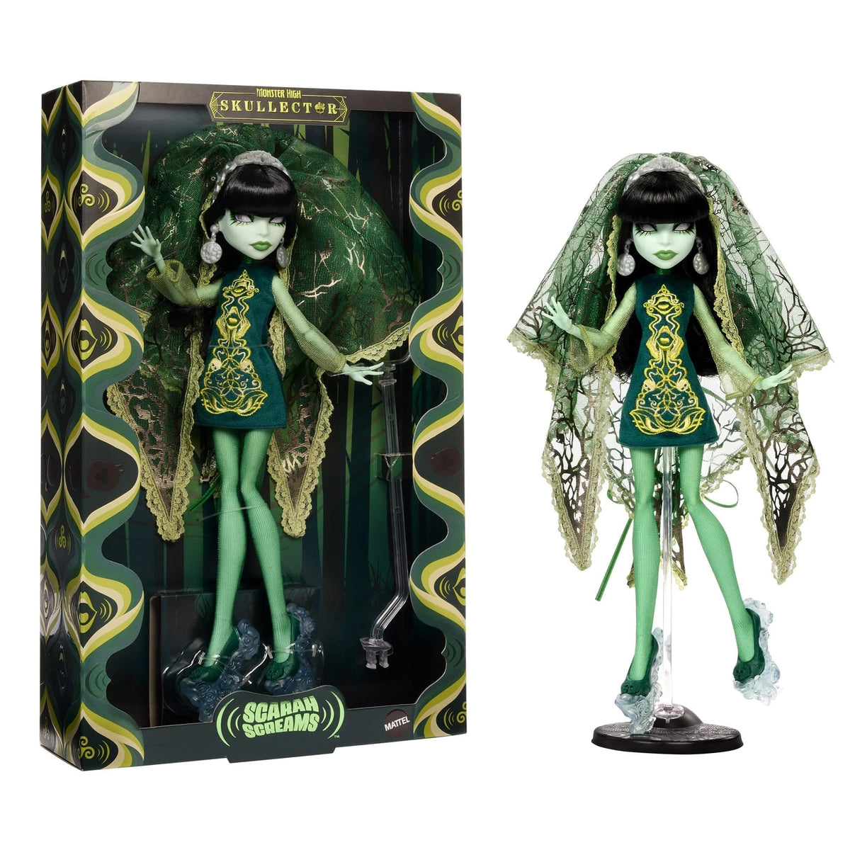 Monster High Skullector Scarah Screams Fang Club Doll 60s Style Collectible