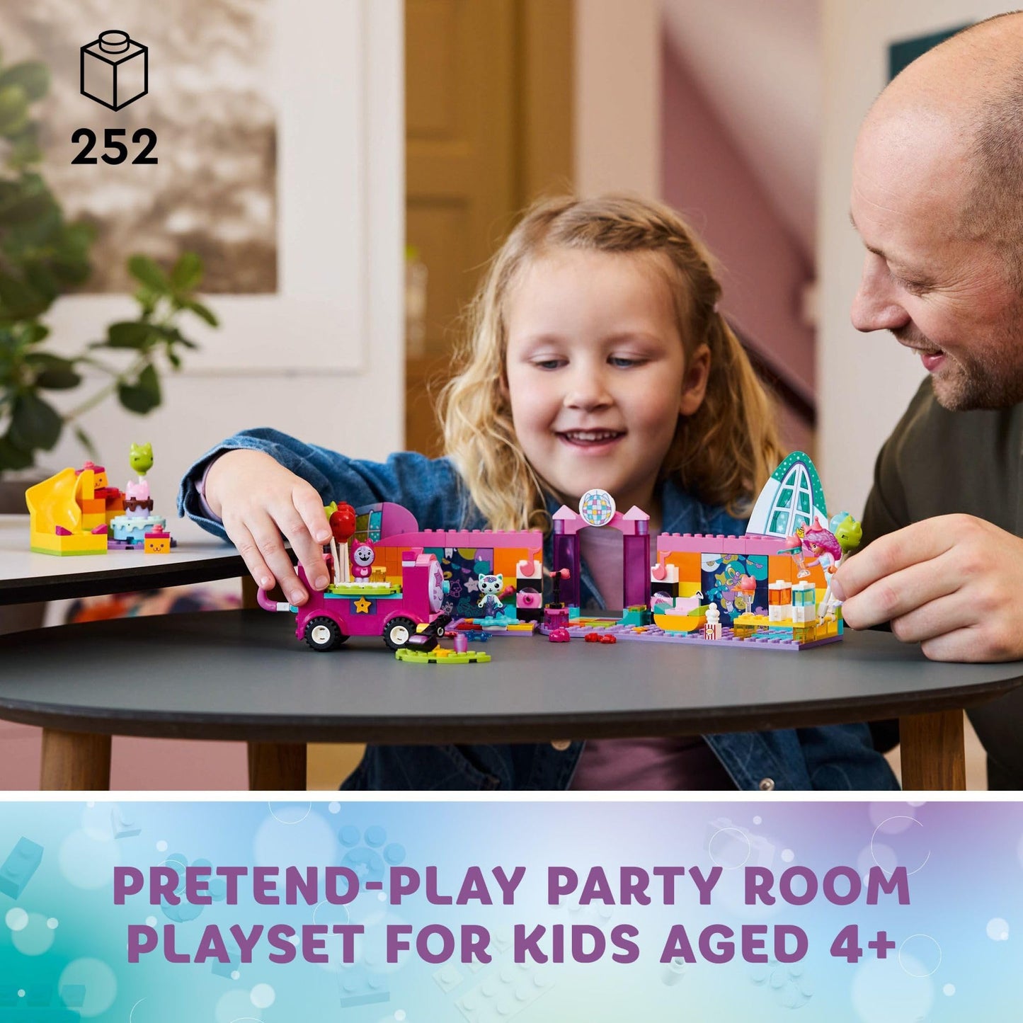 LEGO Gabby’s Dollhouse Gabby’s Party Room Disco Playset for Kids, DJ Entertainment Toy with Slide, Pink Car, and Animal Figures, Creative Role Play