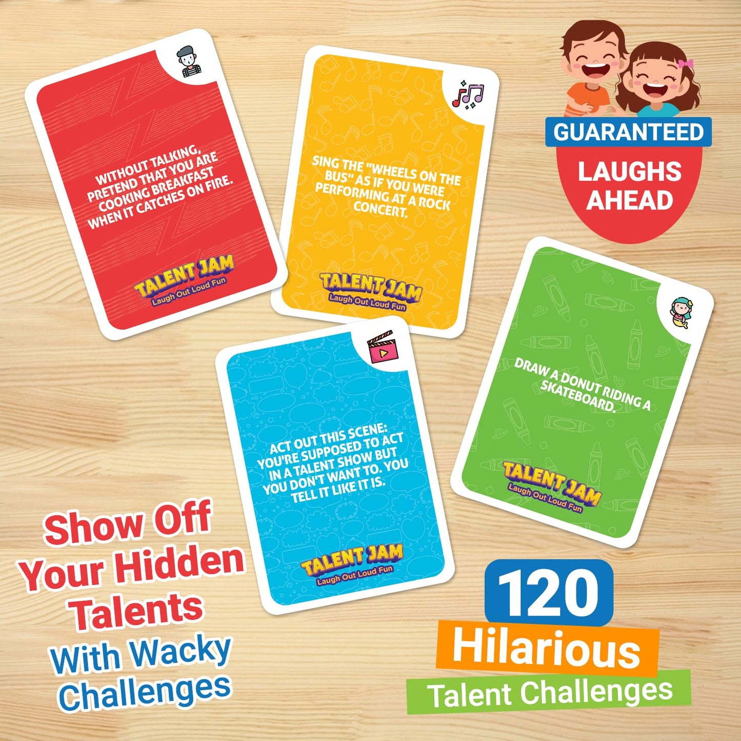 ThinkPsych Talent Jam - Hilarious Talent Show & Charades Game - Fun Family Games for Kids and Adults - Family Game Night for Teens