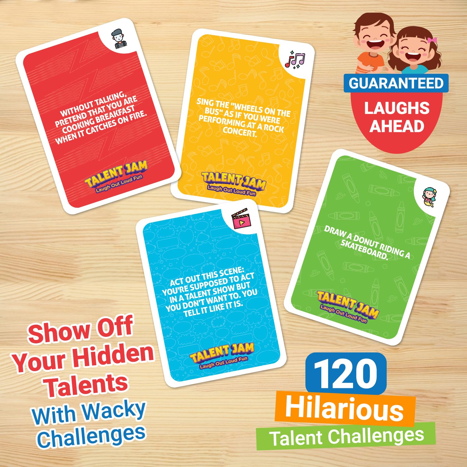 ThinkPsych Talent Jam - Hilarious Talent Show & Charades Game - Fun Family Games for Kids and Adults - Family Game Night for Teens