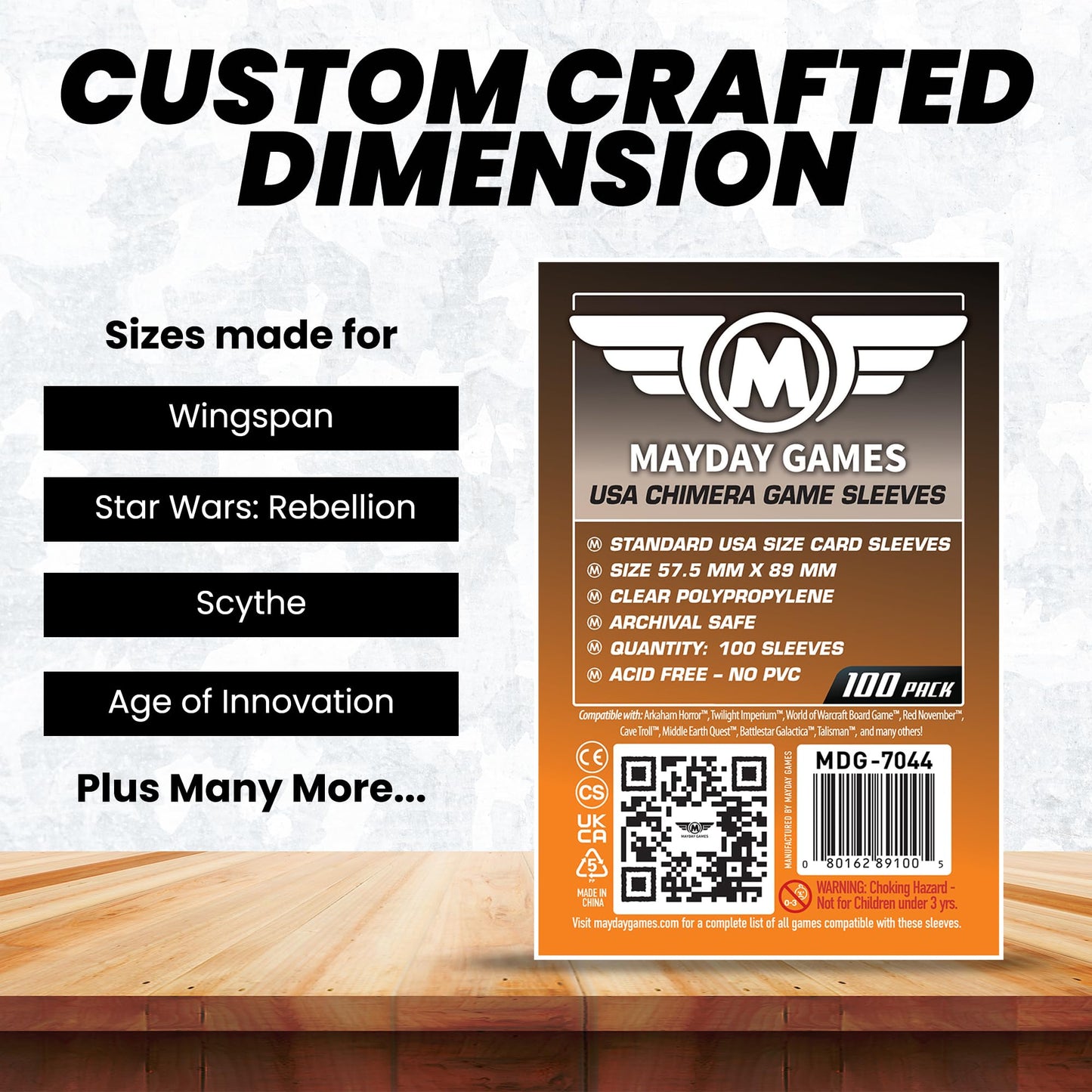 Mayday Games USA Chimera Card Sleeves - 100 Pack, 57.5 x 89 mm, Super Clear 40 Micron Polypropylene, Acid-Free, PVC-Free - MDG-7044