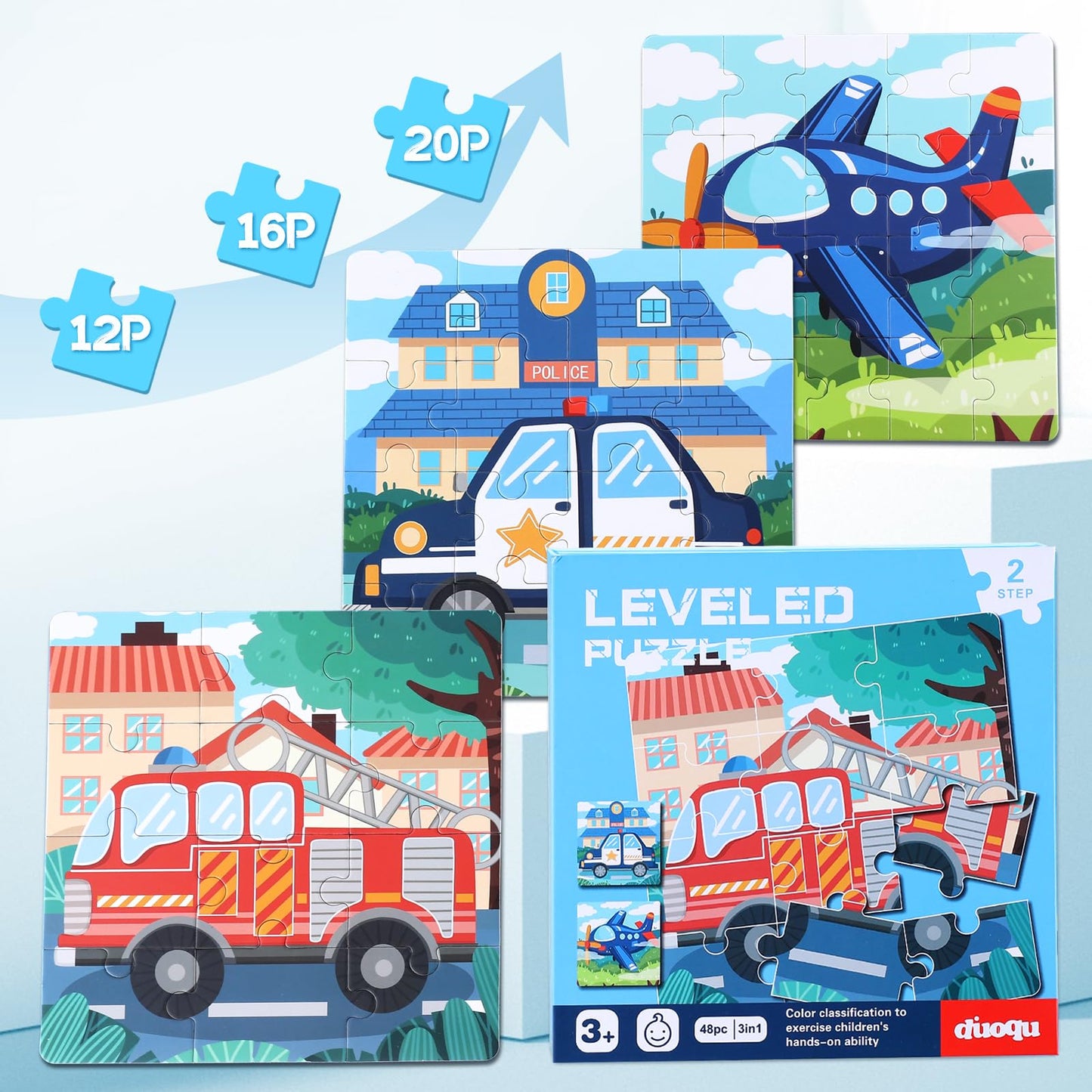 Magnetic Puzzles for Kids Ages 3-5, 3 in 1 Vehicle Toddlers Magnet Jigsaw Puzzle Book, Kids Travel Road Trip Puzzle Toys for Boys and Girls Ages 4-8
