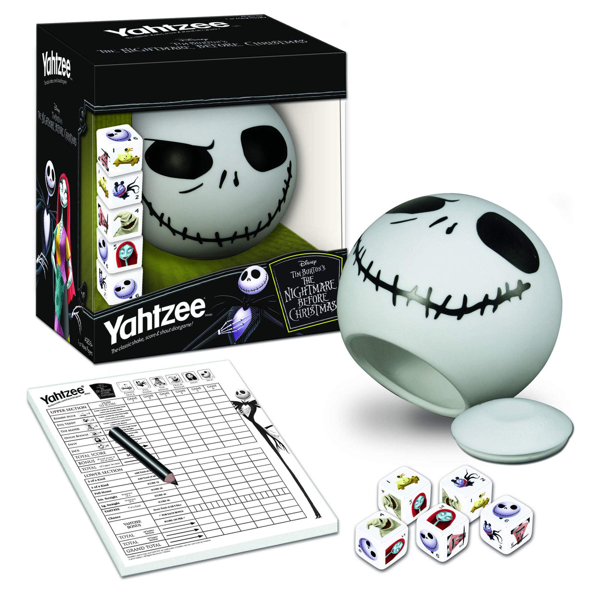 Disney Yahtzee The Nightmare Before Christmas Dice Game | Collectible Jack Skellington Toy | Family Dice Game & Travel Games