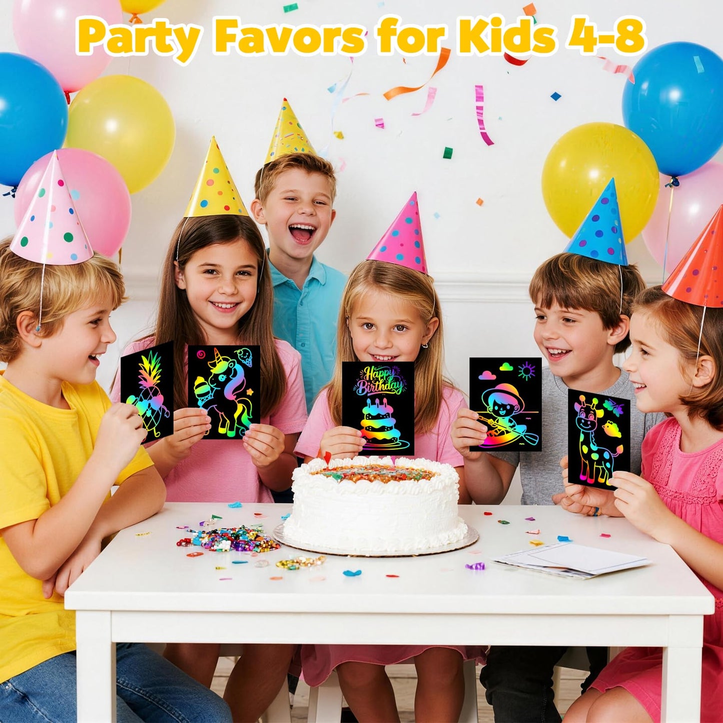 ZMLM Scratch Rainbow Art Paper Set - 100Pcs Magic Scratch Off Art Craft Supplies Kits for Kids Girls Boys Black Scratch Notes Sheet Doodle Pad for Fun