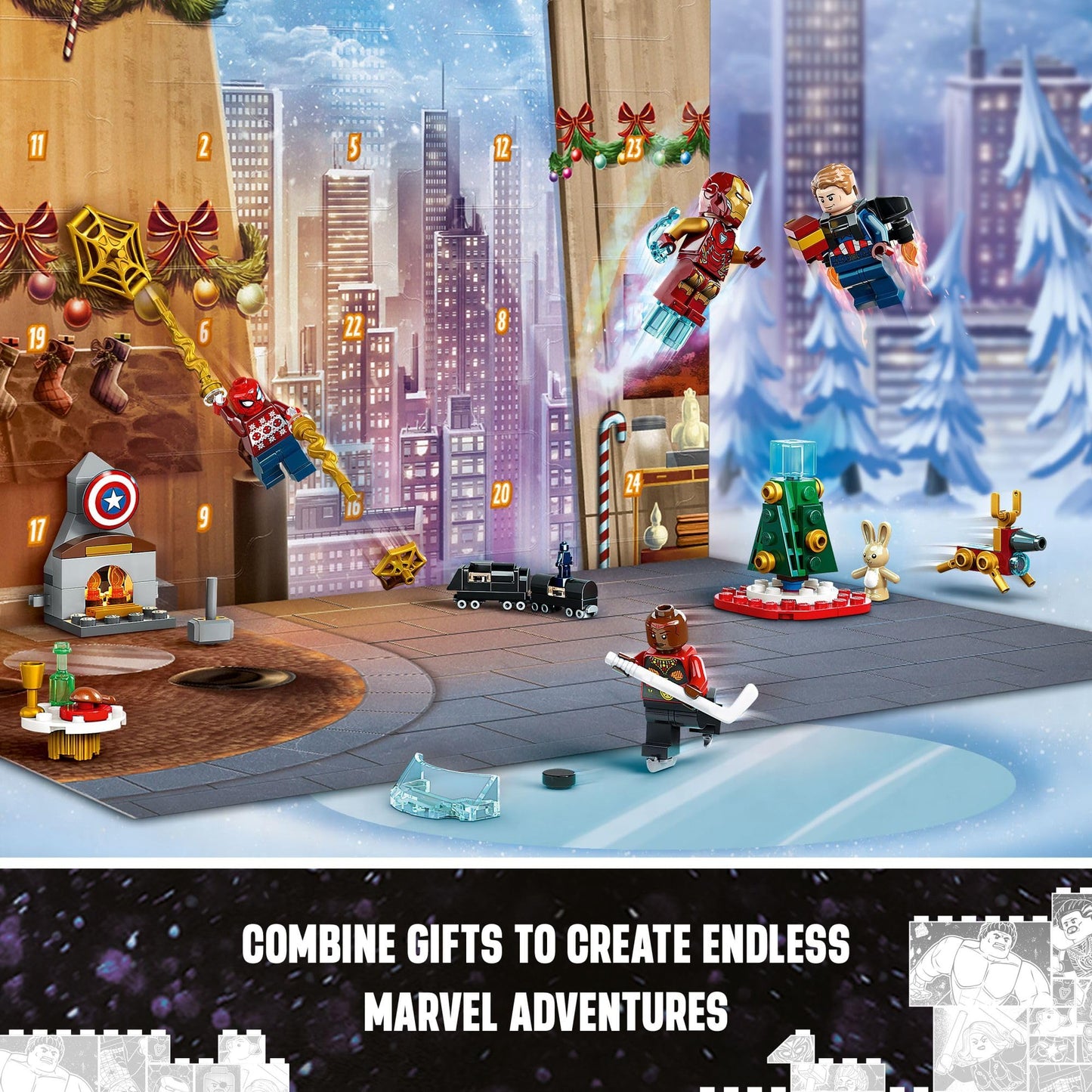 LEGO Marvel Avengers 2023 Advent Calendar 76267 Holiday Countdown Playset with Daily Collectible Surprises and 7 Super Hero Minifigures such as Doctor
