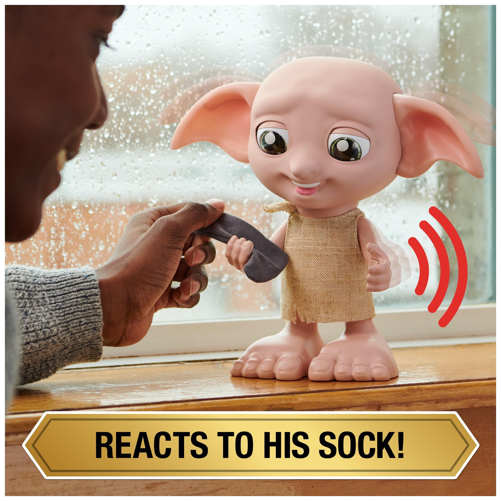 Wizarding World - 8.5" Harry Potter Elf Dobby Interactive Doll with Stocking and 30+ Sounds and Phrases - Harry Potter Gifts - Toys Kids 6+