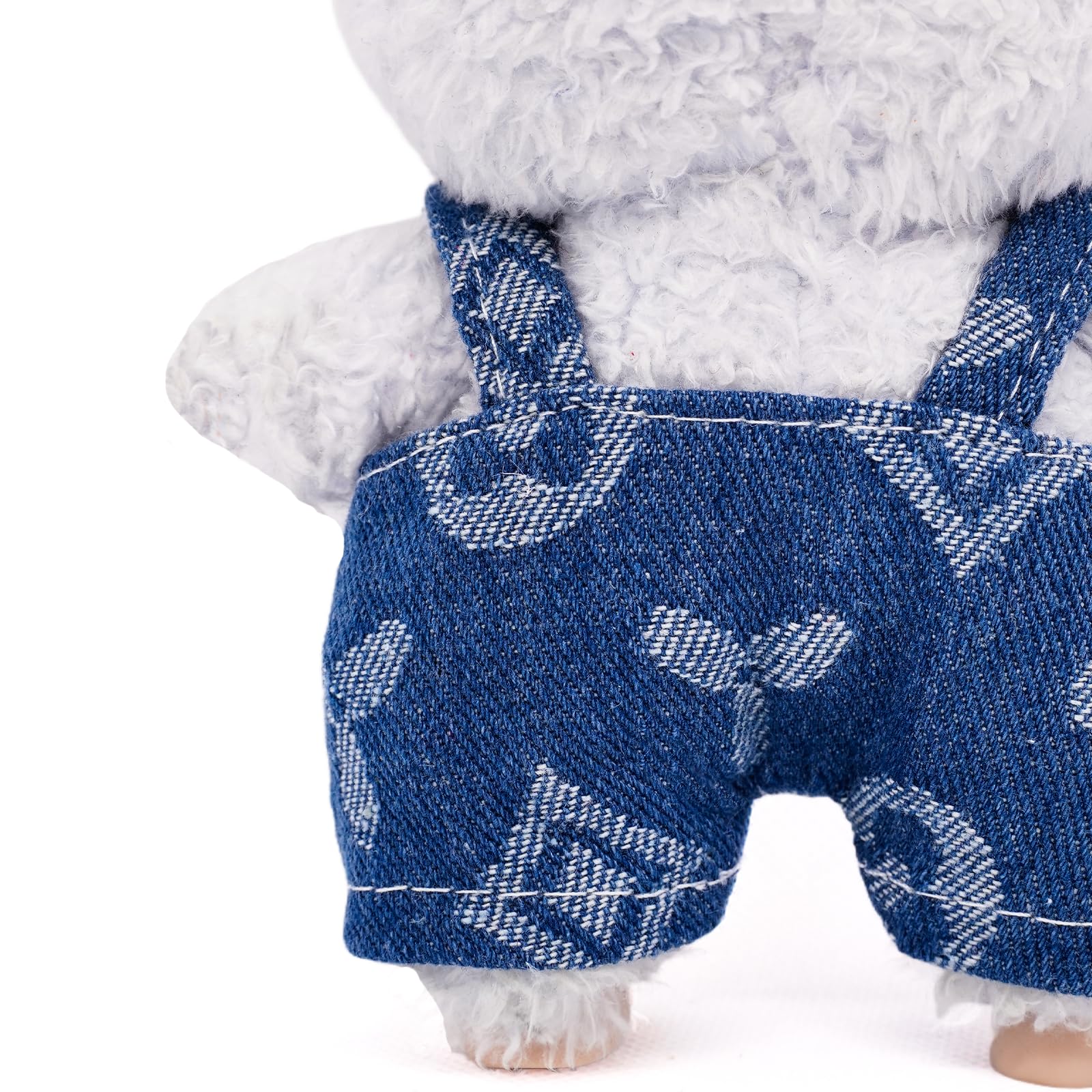 LYBHYQTII Doll Clothes Compatible with Labubu 17cm 3 Piece Denim Set Including a Blue Rompers, White Bag, Hat - Cowboy Stylish Adorable Premium Outfit