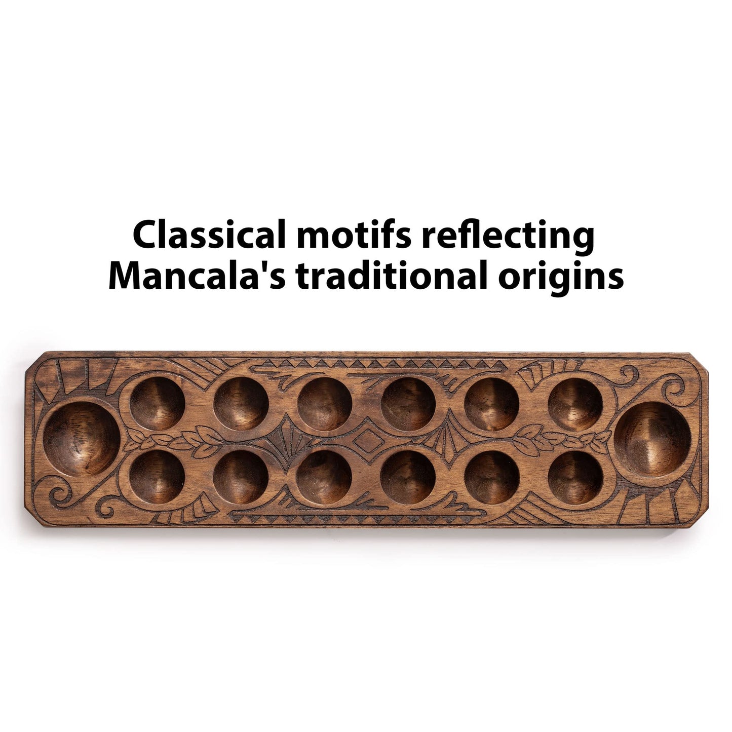 Yellow Mountain Imports Mancala Set with 17.3-Inch Solid Wood Board and Quartz Pebble Playing Pieces