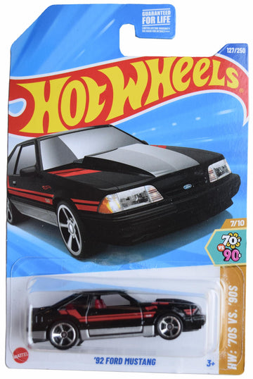 Hot Wheels '92 Ford Mustang, HW '70 vs '90 7/10 [Black] 127/250