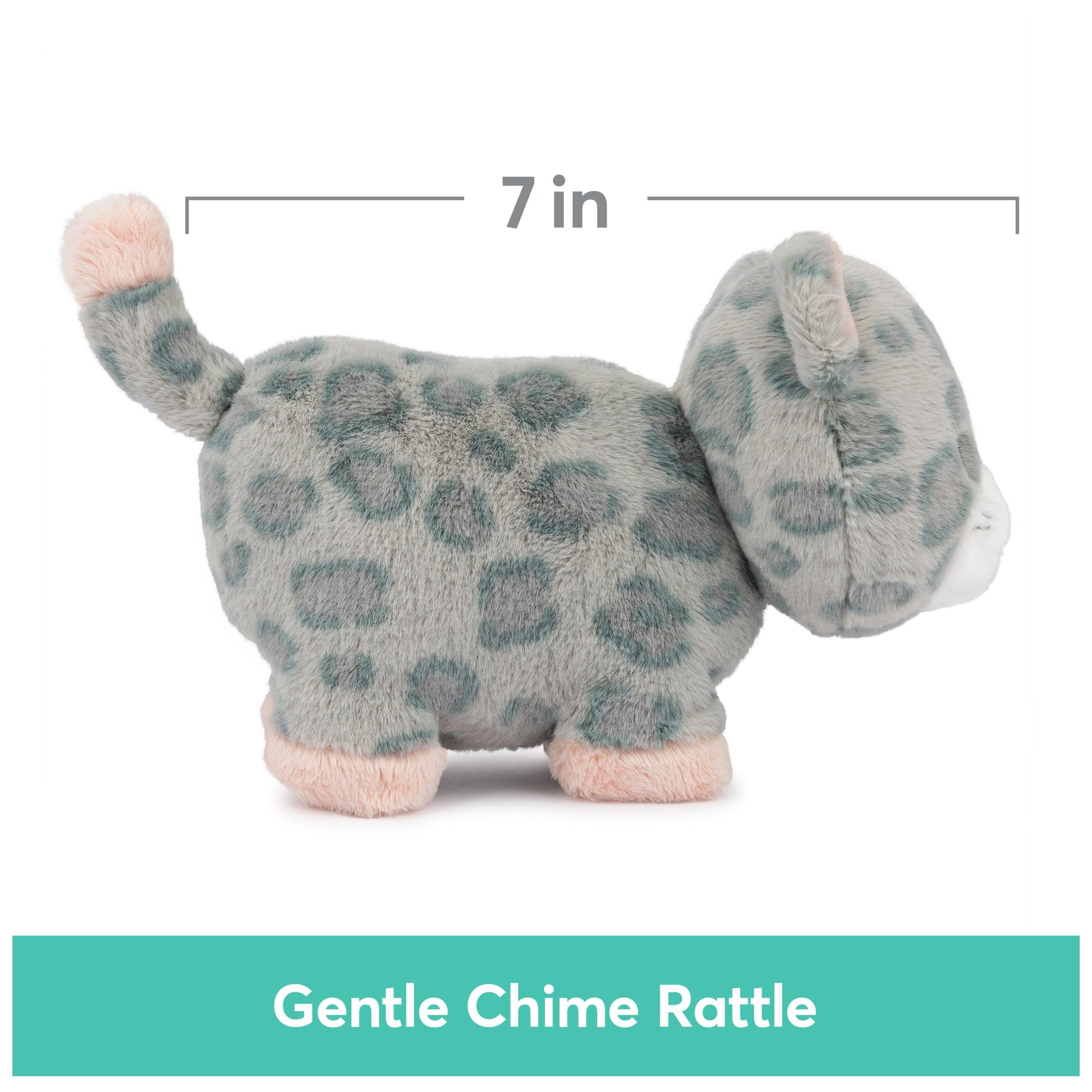 GUND Baby Safari Friends Collection Plush Leopard with Chime, Sensory Toy Stuffed Animal for Babies and Newborns, Gray/Pink, 7"