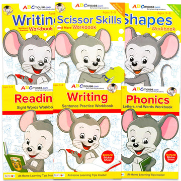 Bulk ABC Mouse Workbook Set - 6 Activity Book Bundle Letters Phonics, Sight Words, Shapes, Ages 3 4 5 6 Pre-K Kindergarten Educational Learning
