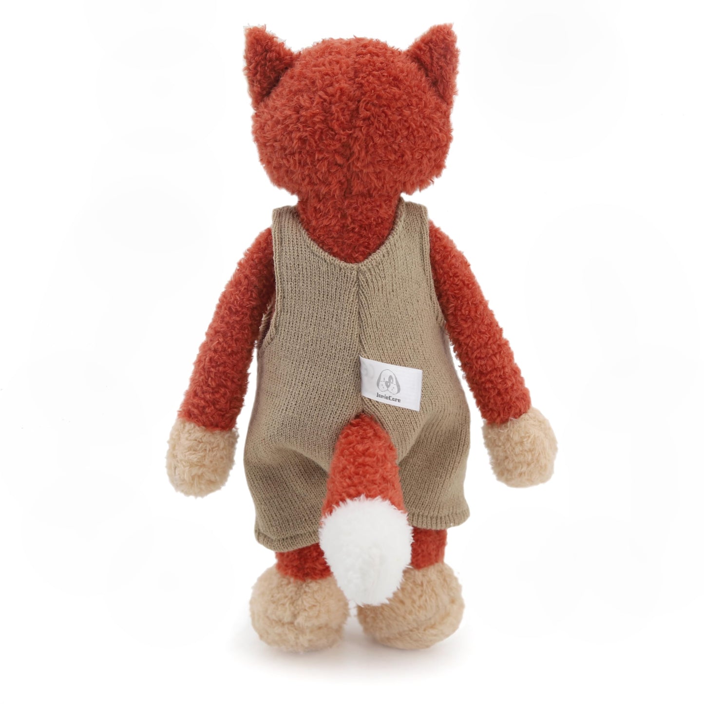 JamieCare 12" Cute and Cuddly Red Fox Stuffed Animal in Trendy Knit Overalls,Made with Premium Materials, Hypoallergenic,Warming Gift for Birthdays