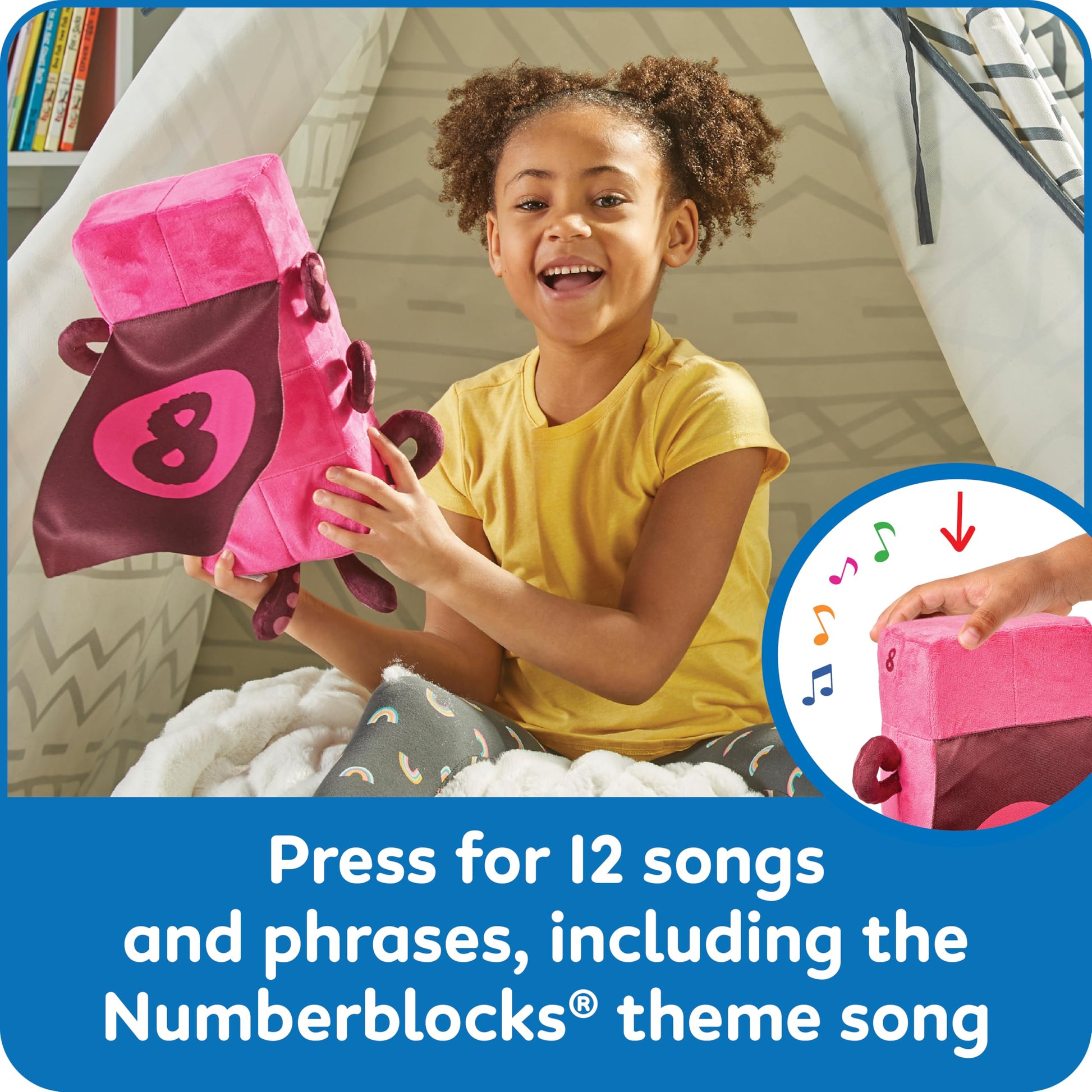 hand2mind Numberblocks Sing-Along Superhero Octoblock Plush, Music Toys, Numbers for Toddlers, Preschool Math Learning Toys, Light Up Stuffed Animal