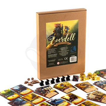 Everdell Glimmergold Upgrade Pack | Collectors Edition Components | Premium Metal Tokens, Legendary Cards, Rats & Deluxe D8 | Enhance Standard Edition