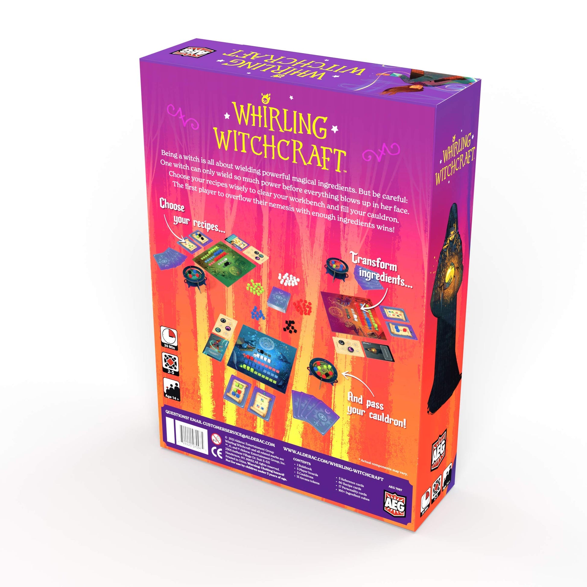 AEG Whirling Witchcraft | Use Recipes, Generate Magical Ingredients & Overflow Opponent's Cauldron | Halloween Board Game | 2-5 Players | Ages 10+