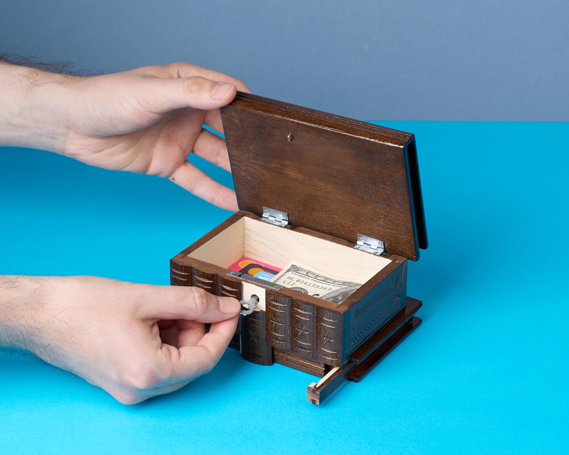 allboxesinoneplace Puzzle Box with Hidden Compartments, Secret Lock and Key