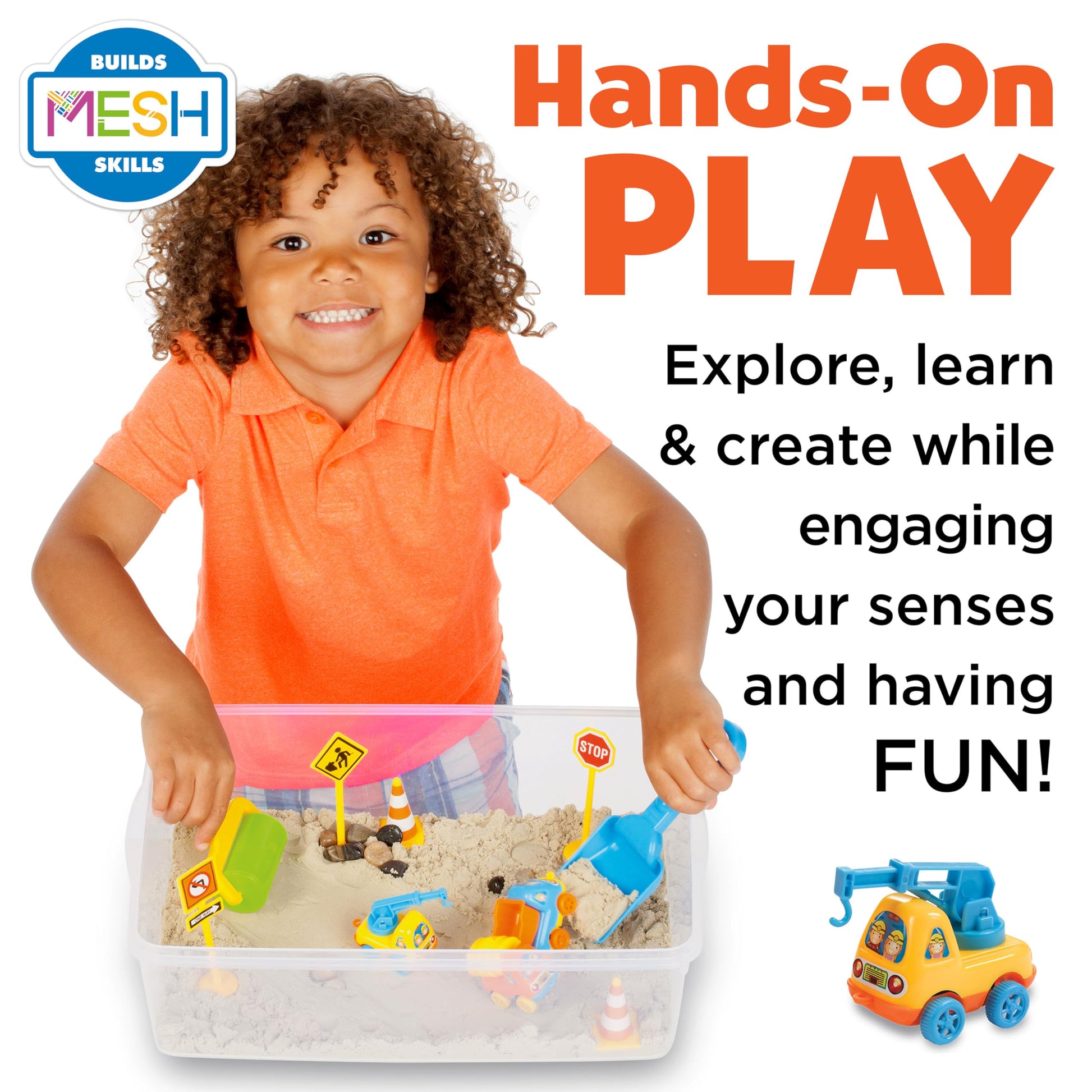 Creativity for Kids Sensory Bin: Construction Zone Playset - Preschool Learning Activities, Excavator Toys for Boys Ages 3-5+, Outdoor Toys and Gifts