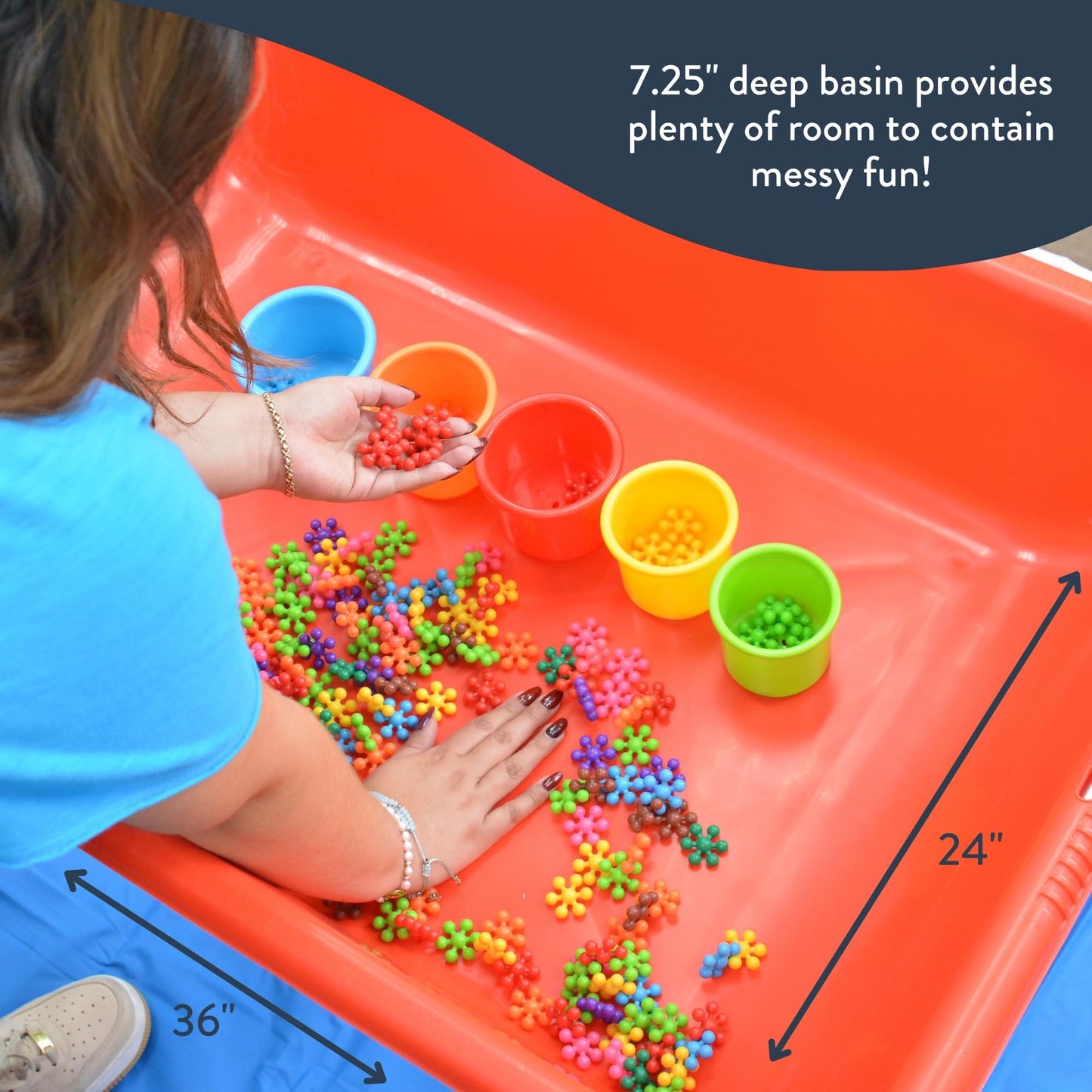 Children's Factory Water Table and Lid Set, Red Sensory Table for Kids, 24"