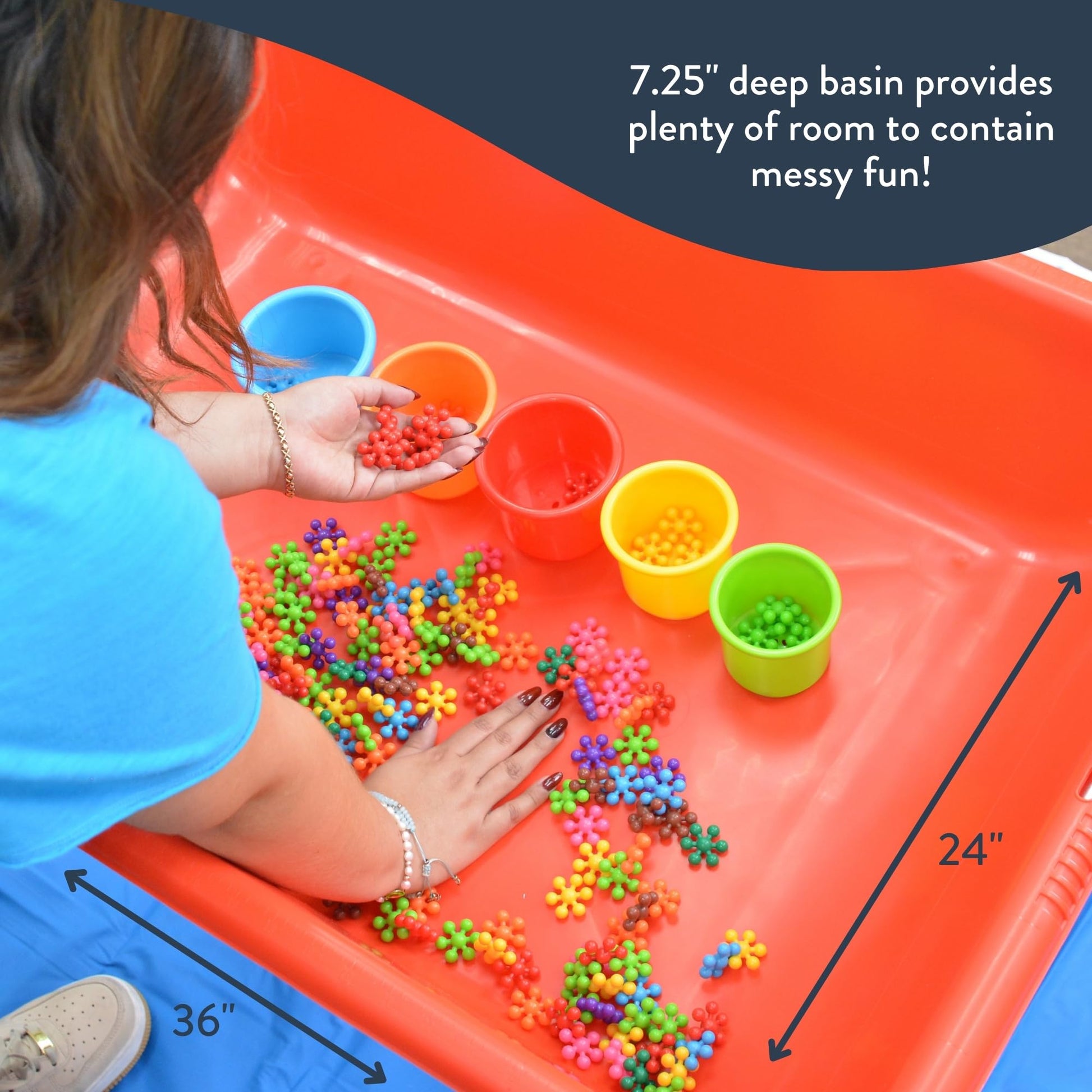 Children's Factory Water Table and Lid Set, Red Sensory Table for Kids, 24"