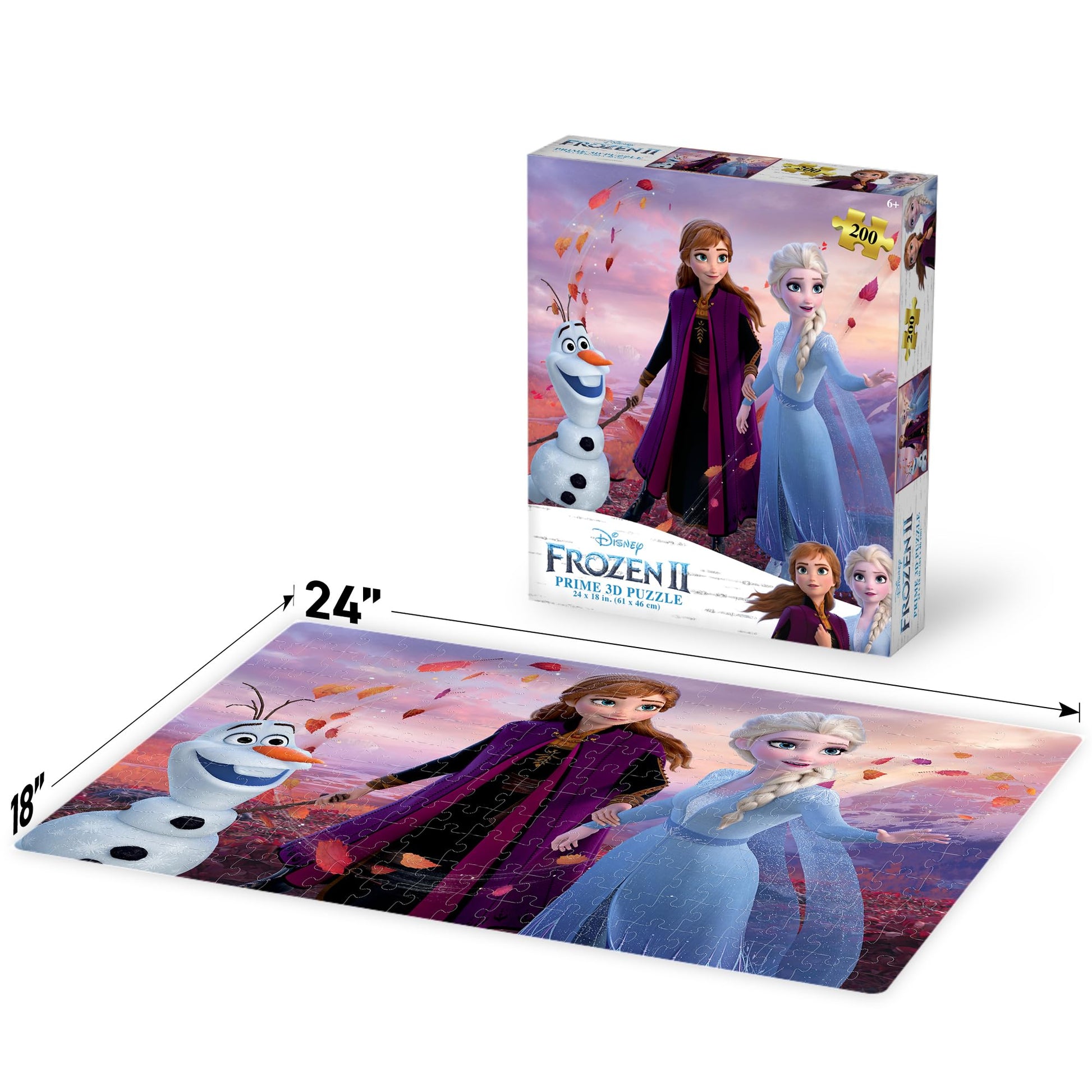 Prime 3D | Disney | Frozen | 200 Piece 3D Jigsaw Puzzle for Adults & Kids | Finished Size 24" x 18" | Challenging & Fun for Adults, Kids & Families |