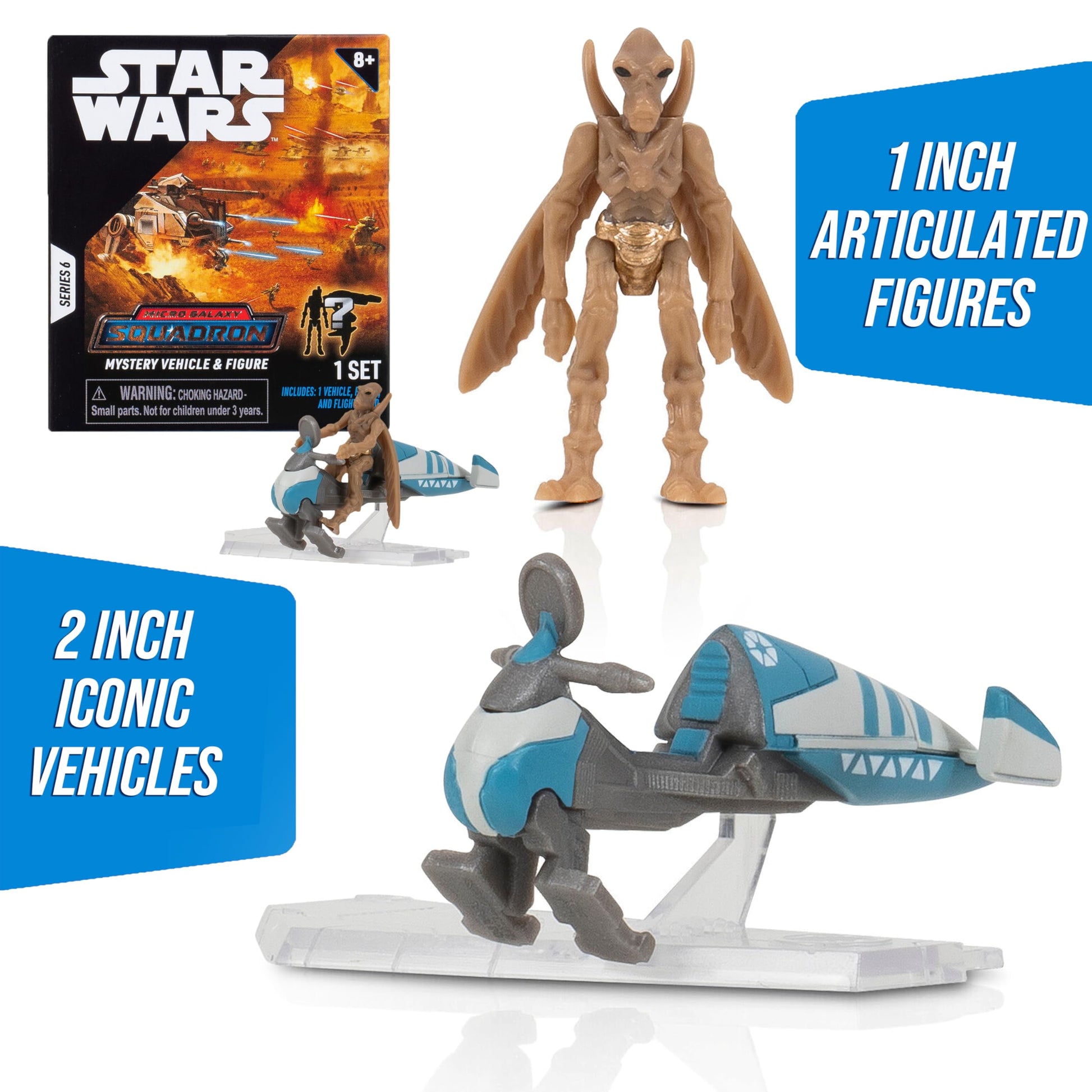 Star Wars Micro Galaxy Squadron Series 6 (6 Pack) Mystery Blind Box - Get Six 2.5" Vehicle or 1" Mini Figure - Officially Licensed - Authentic