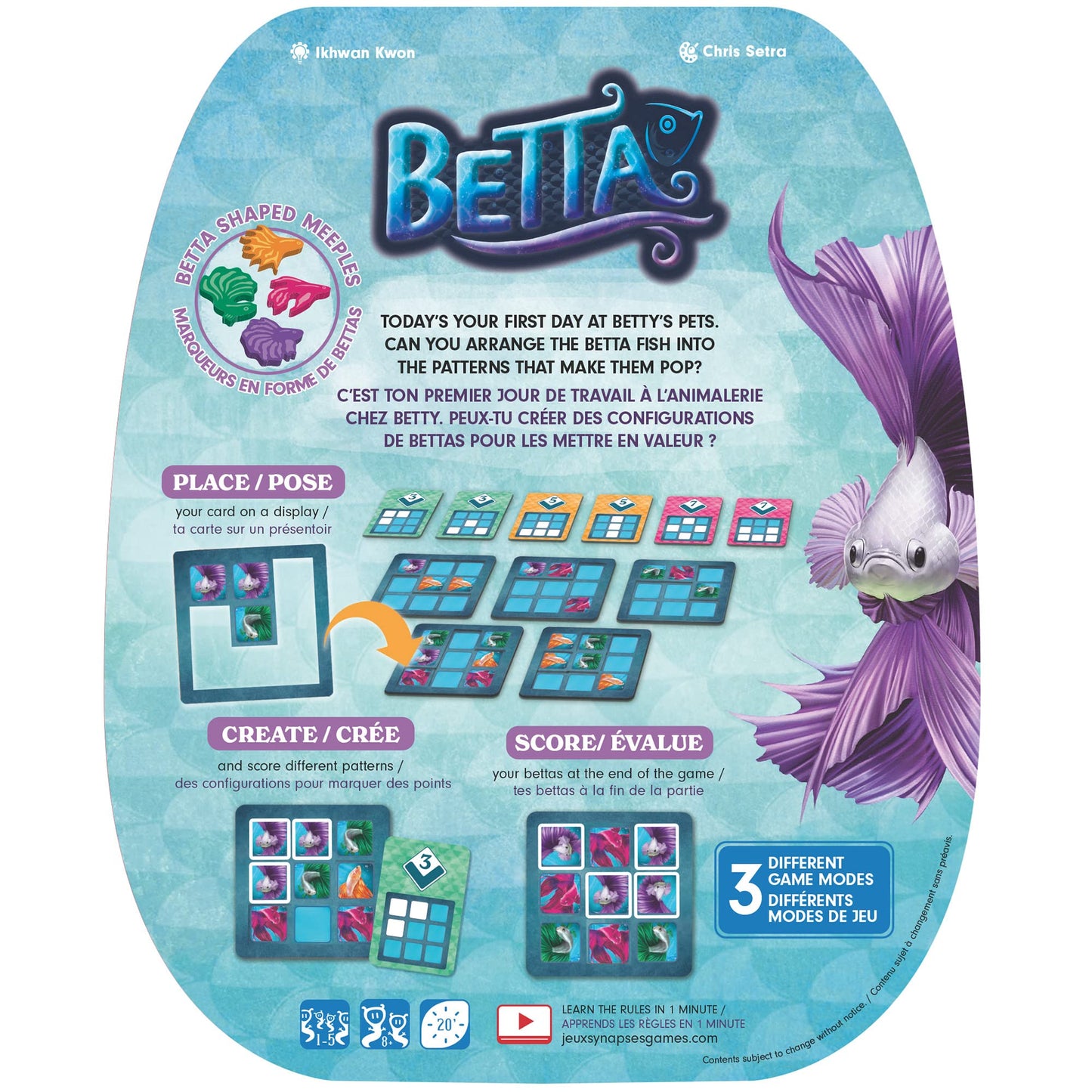 Synapses Games | Betta | Strategy Board Game | Tile Placement Puzzle | 1 to 5 Players | 20 Minutes | Ages 8+