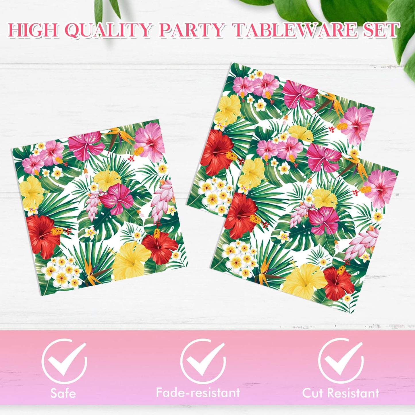 40PCS Hawaiian Luau Party Decoration, Luau Decoration Aloha Tropical Palm Leaves Tableware Supplies Hawaii Disposable Plates, Napkins, Party Supplies