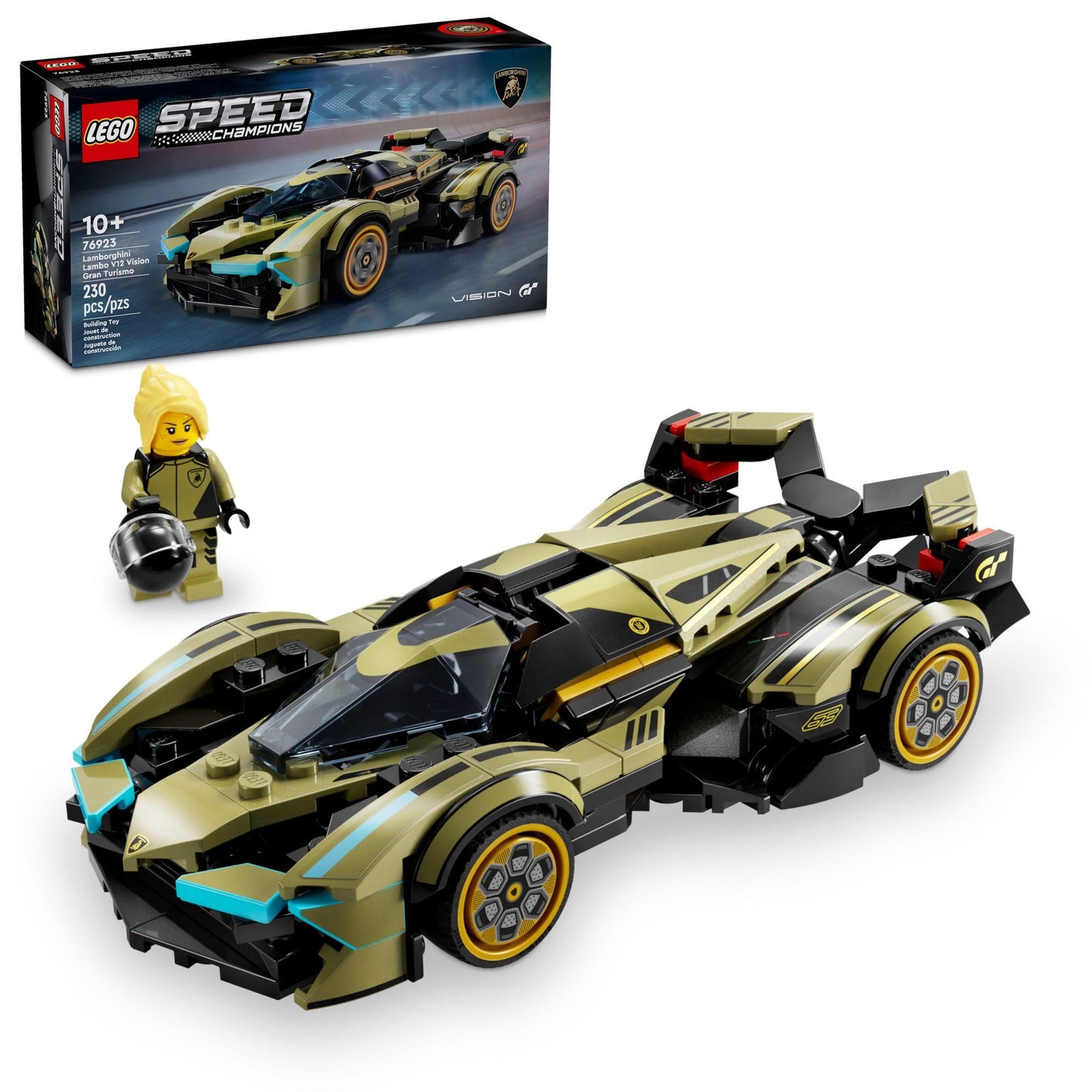 LEGO Speed Champions Lamborghini Lambo V12 Vision GT Super Car, Formula 1 Vehicle Toy, Driving Playset, Buildable Model Set for Kids, Lamborghini Car