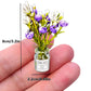 2 Pieces Realistic Miniature Flower Vases with Dark Purple Jasmine - Handmade 1:6/1:8 Scale Dollhouse Accessories, Fairy Garden Ornaments, DIY Craft