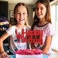 Happy Birthday Cake Topper - Red Glitter Lobster Theme Party Decoration, Seafood Crawfish Boil Birthday Party Supplies (Red)