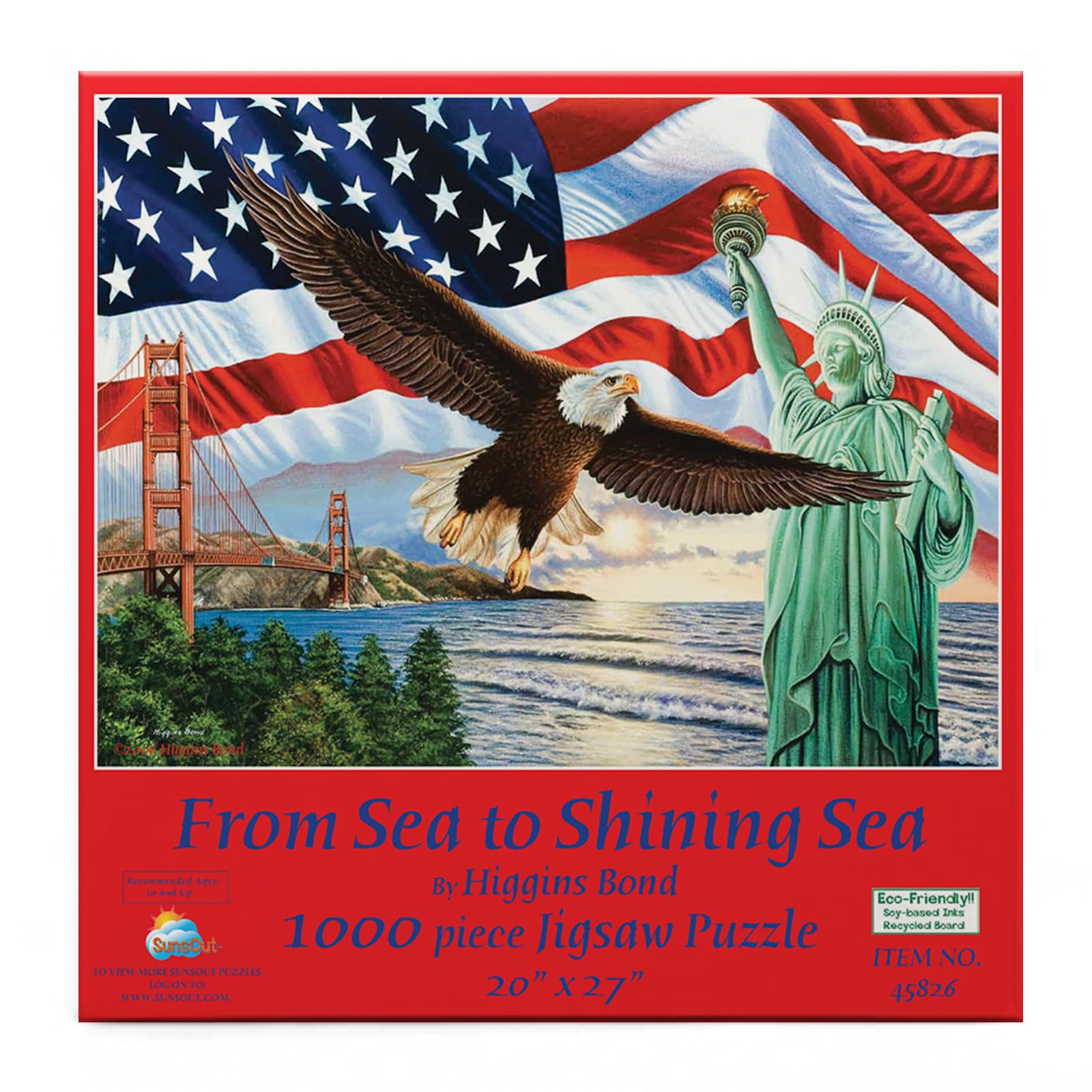 SUNSOUT INC - from Sea to Shining Sea - 1000 pc Jigsaw Puzzle by Artist: Higgins Bond - Finished Size 20" x 27" Fourth of July - MPN# 45826