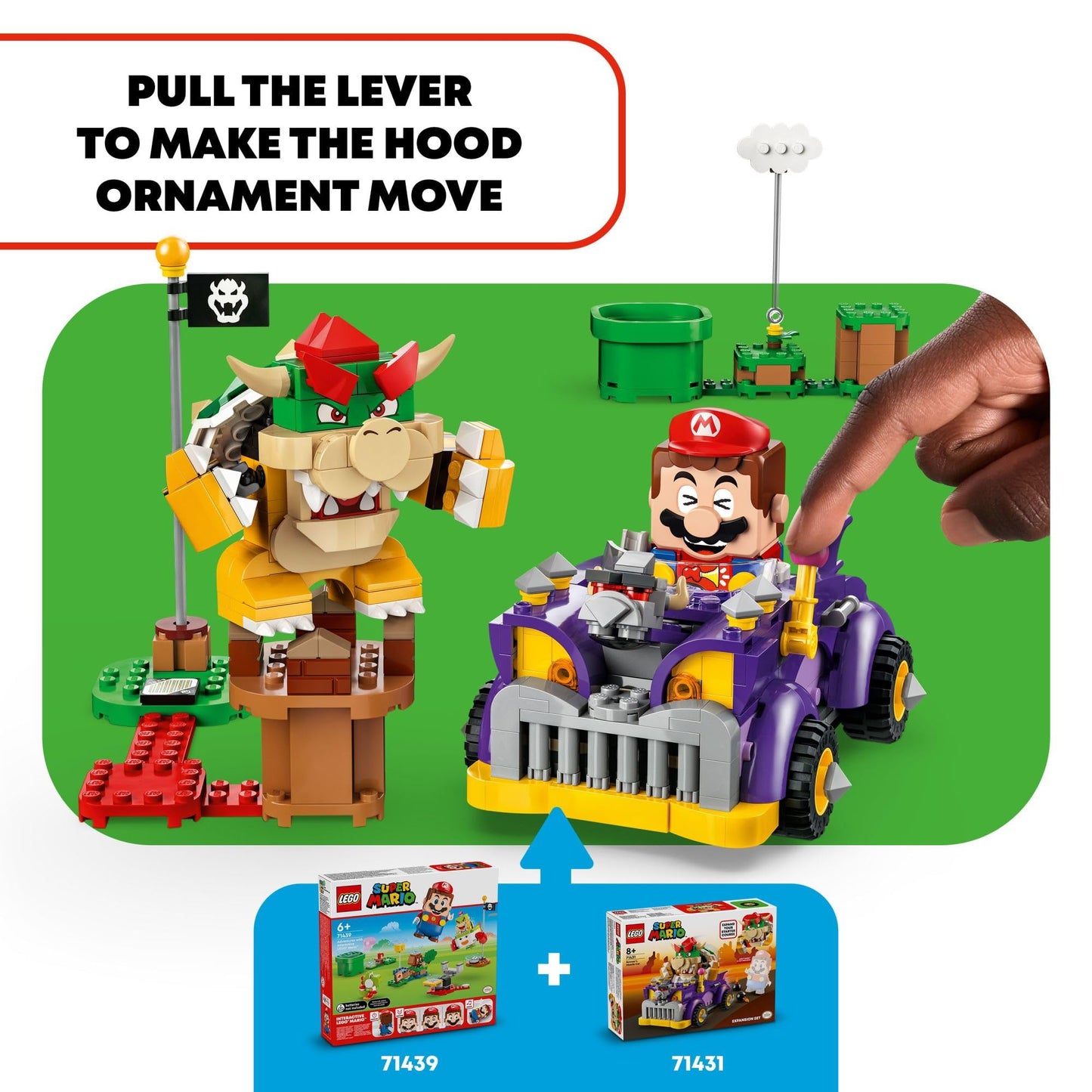LEGO Super Mario Bowser's Muscle Car Expansion Set Building Toy - Collectible Bowser Toy for Boys & Girls, Ages 8+ Years - Gifts for Christmas - 71431