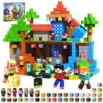 Annexfun 210PCS Magnetic Blocks with 6 Action Figures- 2026 STEM Magnetic Building Blocks for Kids 6+ Christmas, Creative Educational Play Set